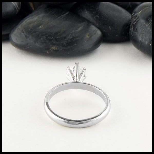 Reverse view of diamond engagement ring