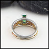 Reverse view of Emerald Cut Tsavorite Ring in yellow, white, and rose gold