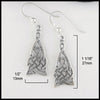 Mother's Knot drop earrings measure 1/2" by 1 1/16"