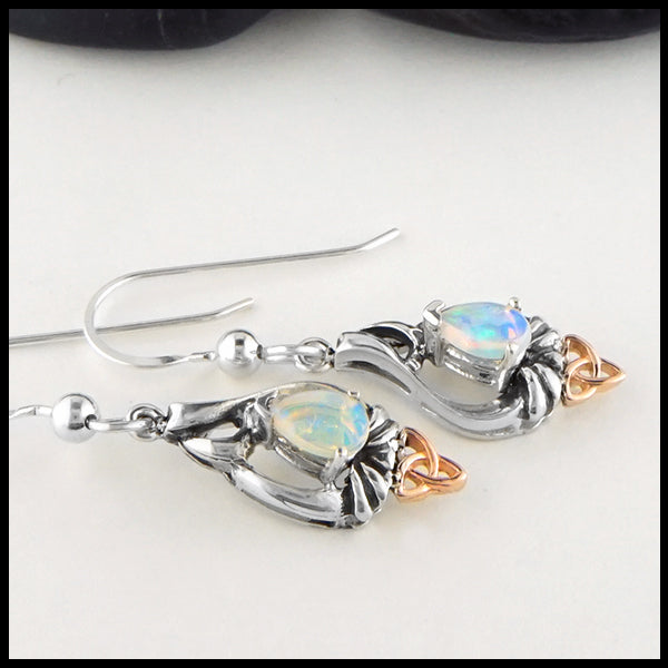 Opal and Trinity Knot Pendant and Earring set