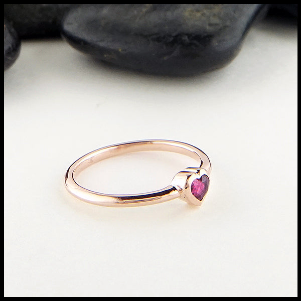 Heart shaped Ruby ring in rose gold