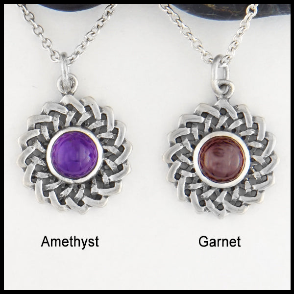 Amethyst and Garnet Celtic Flower Knot Pendant