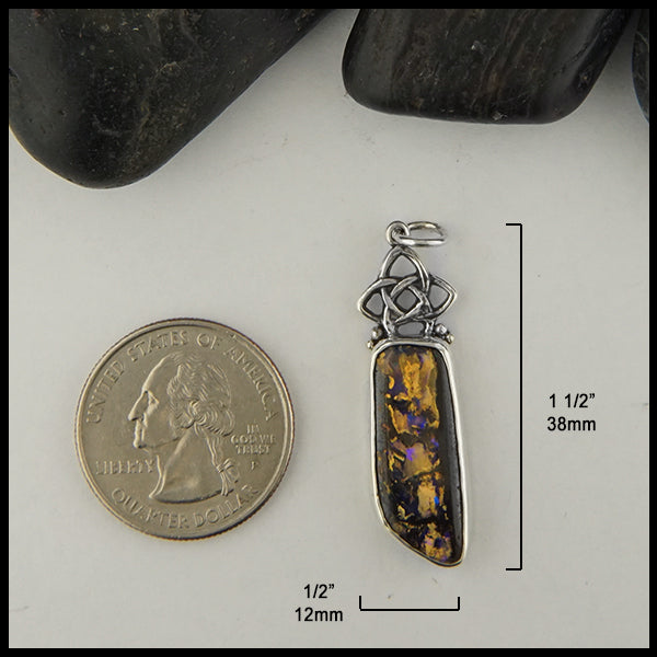 Queensland Boulder Opal Matrix Pendant 1 1/2 inch by 1/2 inch