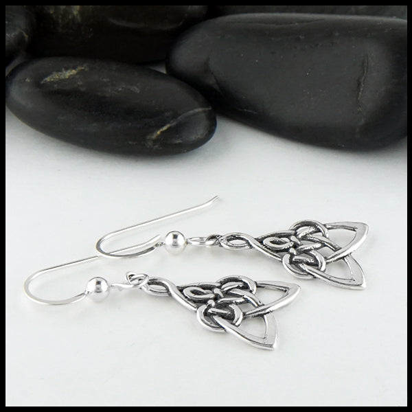 Profile view of Modified Mother's Knot Drop Earrings