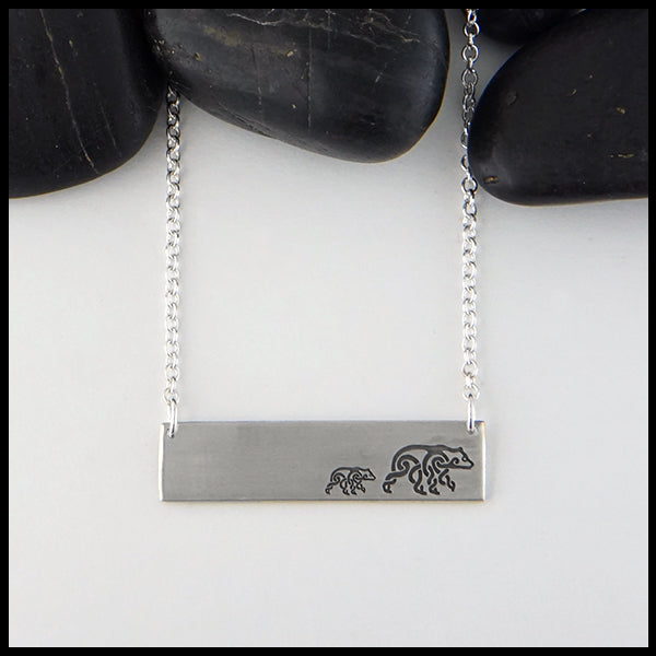 Overhead view Personalized Bear Bar Pendant