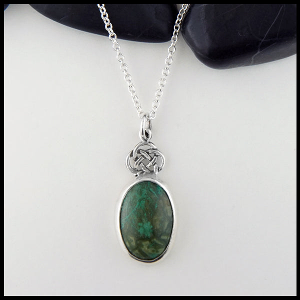 Azurite Chrysocolla Josephine's Knot Pendant in Silver