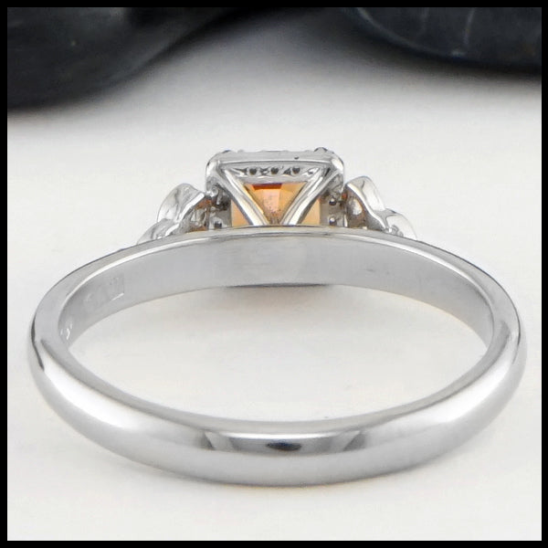 Rear view of Orange Sapphire Gold Ring