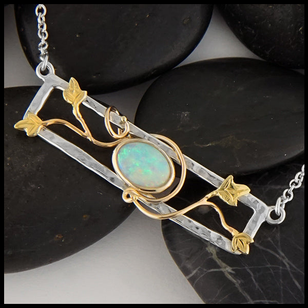 Opal and Gold Ivy Bar Necklace