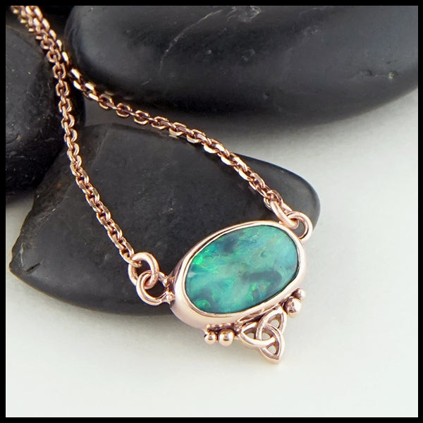 Black opal choker necklace in rose gold