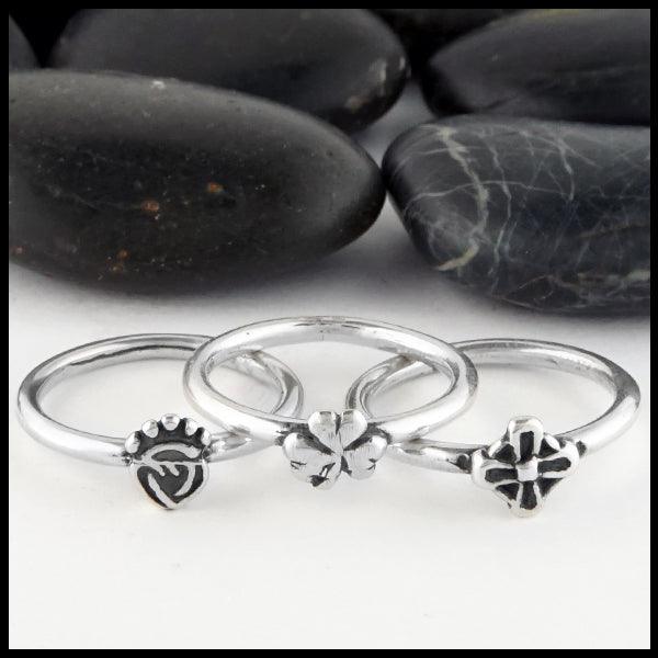 luckenbooth, Shamrock, and Cross Stacking Rings