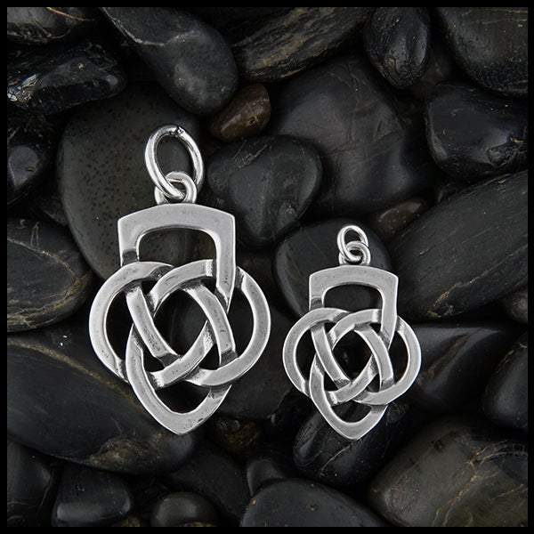 Large and Small Father's Knot pendants in sterling silver