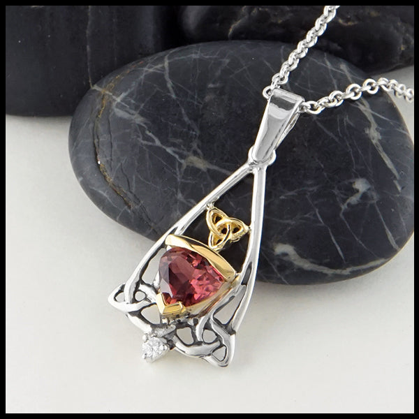 Profile view Pink Tourmaline Pendant