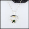 Custom green tourmaline pendant in sterling silver and  18K yellow gold