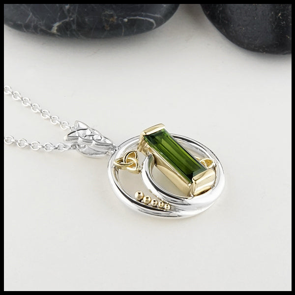 Tourmaline Baguette Pendant on 18" cable chain