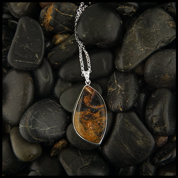 Pine Tree and Pietersite pendant in Sterling Silver