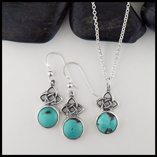 Turquoise Pendant and Drop Earring Set