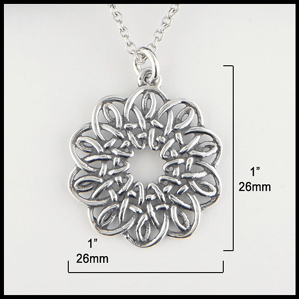 1 by 1 inch Emily Celtic Knot Pendant in Silver