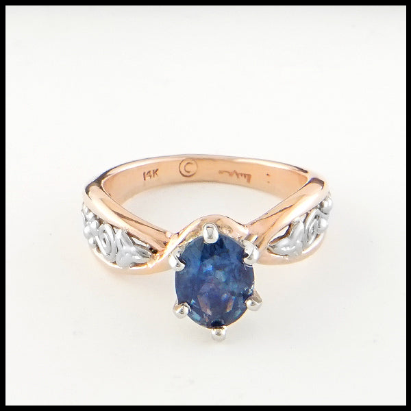 Montana Sapphire and Trinity Knot Ring 