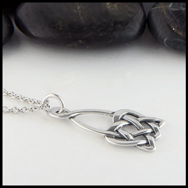 Profile view of Open Heart Knot Pendant