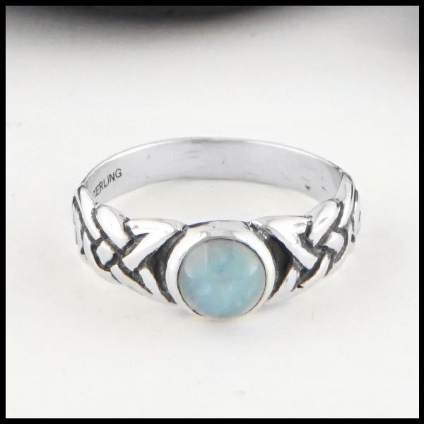 Ban Tigherna Celtic Ring with Aquamarine