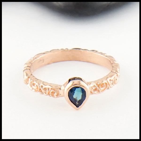 Trinity Scroll Ring with Tourmaline