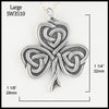 Large Shamrock pendant measures 1 1/4" by 1 1/8"
