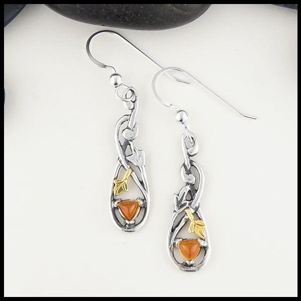 Citrine and Ivy  Drop Earrings