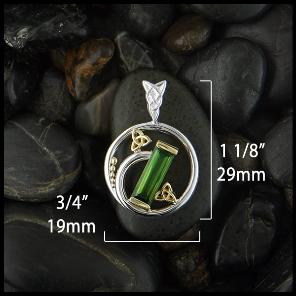 1 1/8 by 3/4 inch Tourmaline Baguette Pendant