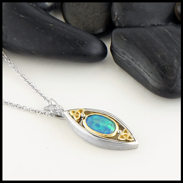 Profile view black opal pendant