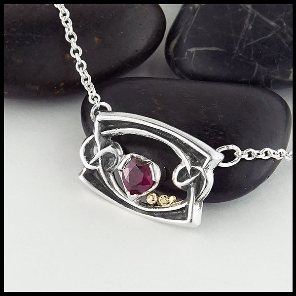 Profile view Ruby Heart Necklace