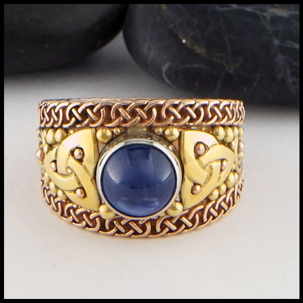 Josephine's Knot Sapphire ring in 14K Rose and Yellow gold
