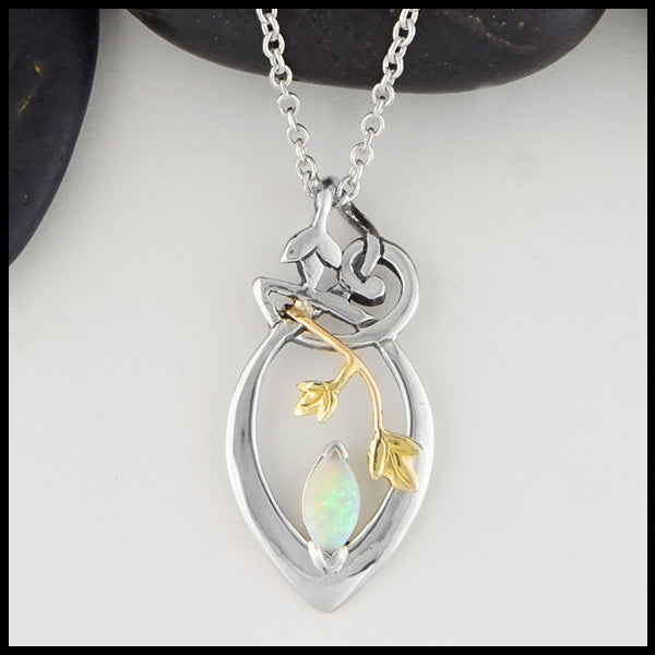 Opal with Ivy Celtic Pendant