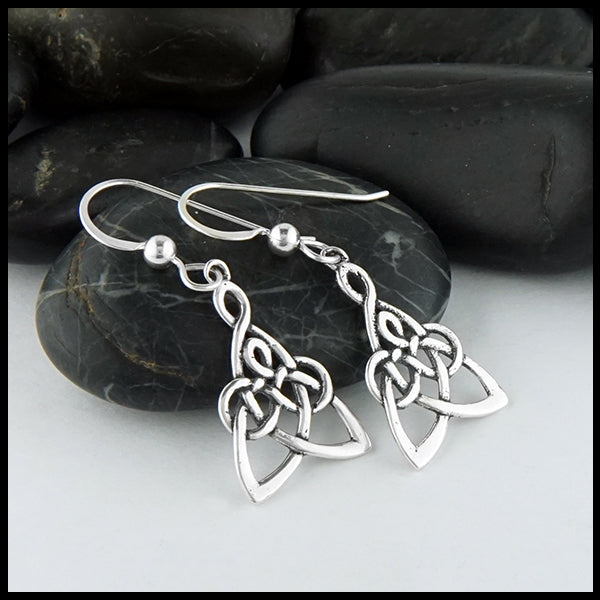 Profile view of Modified Mother's Knot Drop Earrings