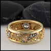 Reverse view of Diamond frame ring in 14K Yellow, White and Rose gold