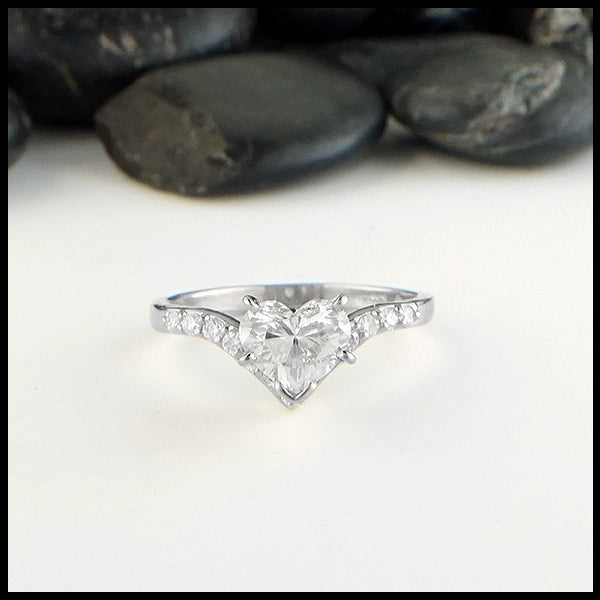 Chevron heart diamond ring