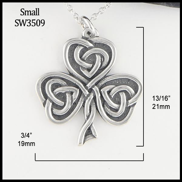 Small Shamrock pendant measures 13/16" by 3/4"