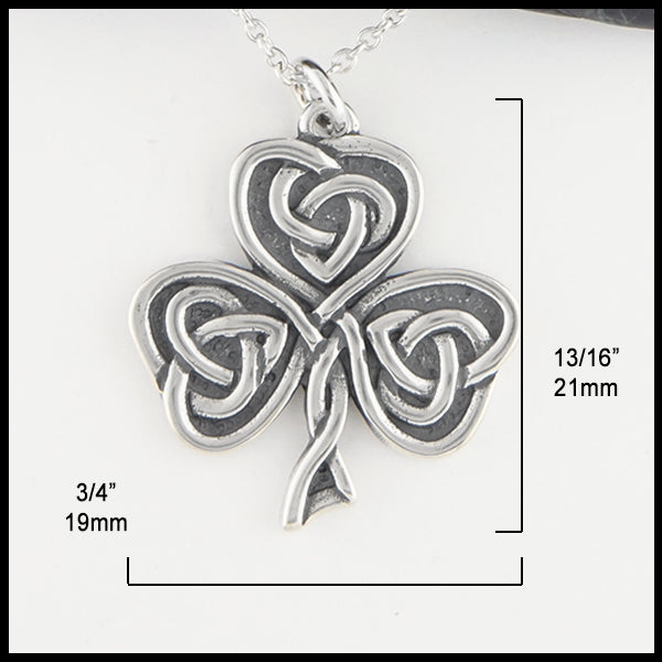 3/4 inch by 13/16 inch Celtic Shamrock Heart Pendant 