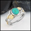 Floral Black Opal Gold Ring