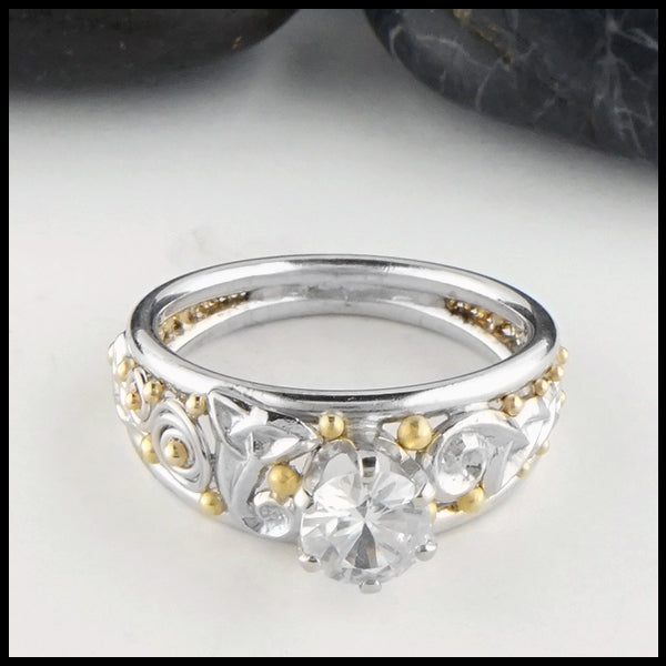 white sapphire custom knot ring 