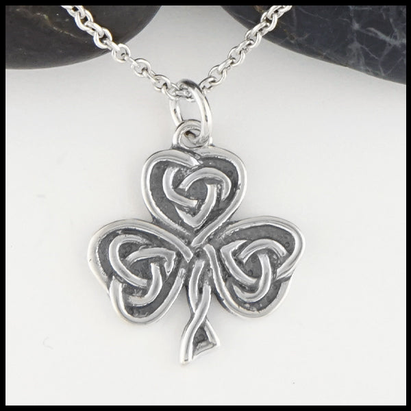 Overhead view of Celtic Shamrock Heart Pendant 