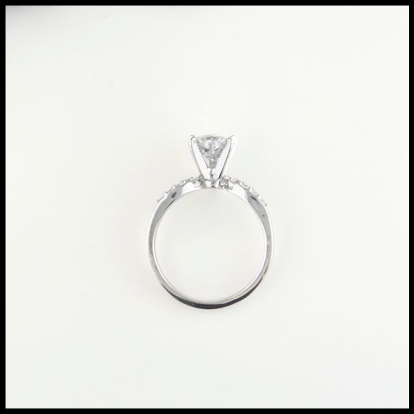 Chevron heart diamond ring