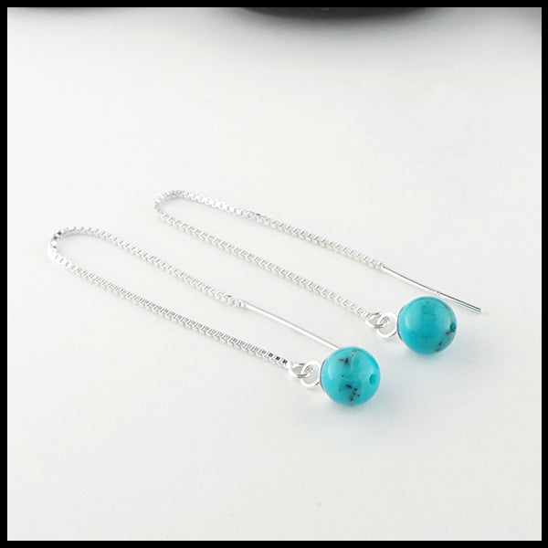 Turquoise bead threader Earrings