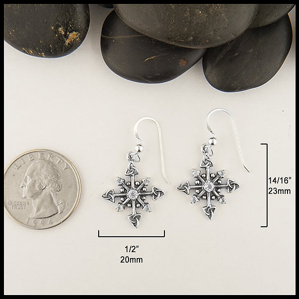 1/2 inch by 14/16 inch Trinity Knot Snowflake Earrings