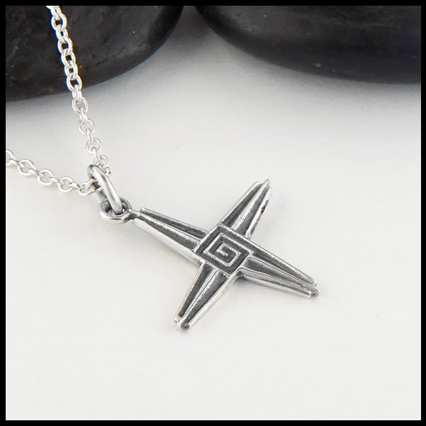 Profile view small St. Brigid's Cross in Sterling Silver
