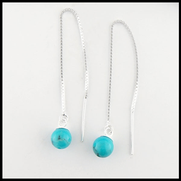 Turquoise Bead Threader Earrings