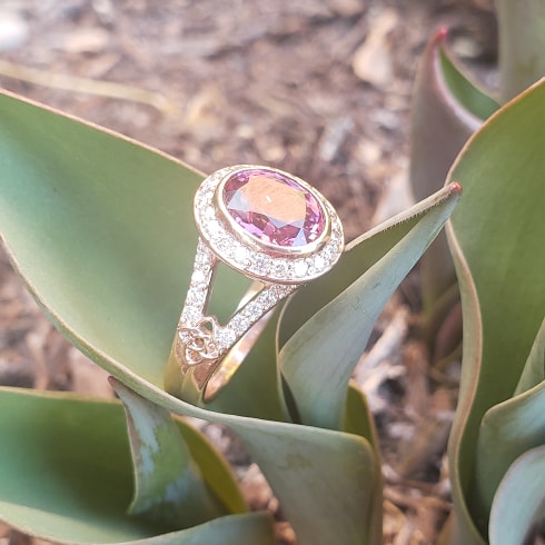 Malaya Garnet and Diamond Starlight Ring in 14K Rose gold