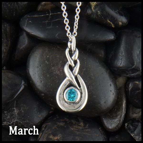 March Celtic Birthstone Pendant in Sterling Silver