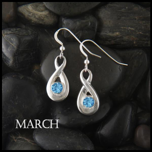 March birthstone drop earrings