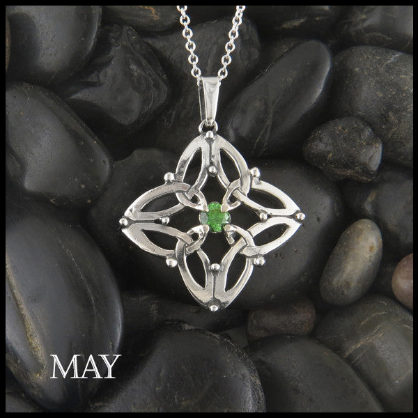 May Birthstone Celtic Trinity Star Pendant