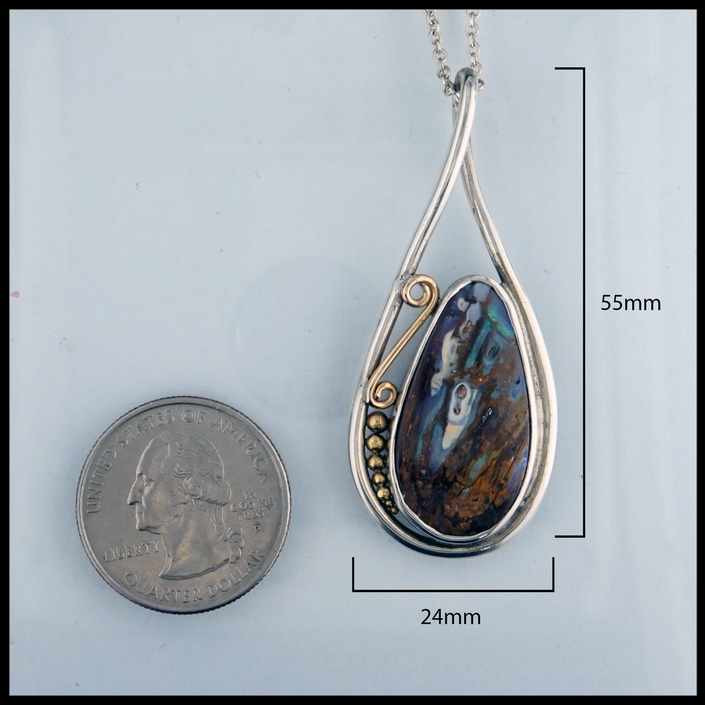 18Y Spiral and Beads, Opal, measurements 55mm by 24mm